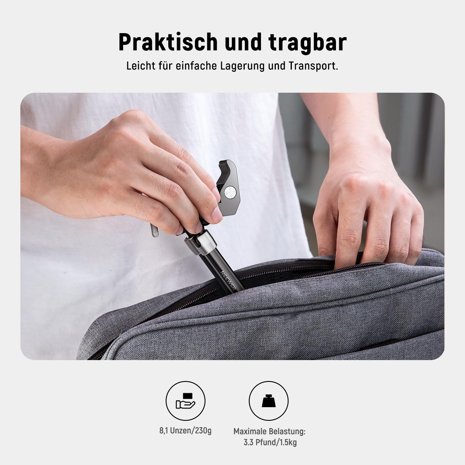 NEEWER 9.8"/25cm Magic Arm verstellbar mit Super Clamp, 1/4" und 3/8" Gewinde, 1/4" Schrauben für Blitz/LED Licht/Mikrofon/Monitor kompatibel mit SmallRig Kamera Käfig, Maximale Belastung: 1.5kg,ST25C