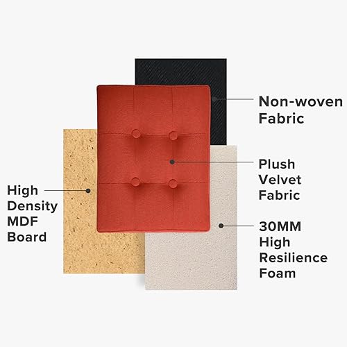 Miniatura 141 de LINMAGCO Taburete otomano plegable con bolsillo lateral, moderno, corto, sofá, tela de lino, 17 x 13 x 13 x 13 (color azul niebla) azul (Fog