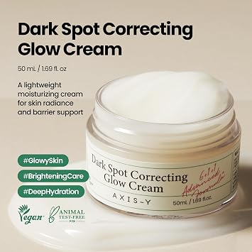 AXIS-Y Dark Spot Correcting Glow Cream Brightening & Hydrating Moisturizer Face Cream With 2% Alpha Arbutin, 5% Niacinamide & Ceramide Vegan Korean Skin Care For All Skin Types 1.69 Fl. Oz.