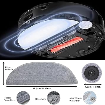 Roborock S8 Maxv Ultra için aksesuar seti, Saprdii 8 bez silme bezi, 2 kauçuk fırça, 4 toz torbası, 2 x filtre, 4 yan fırça, yedek parça, robot süpürge aksesuarı