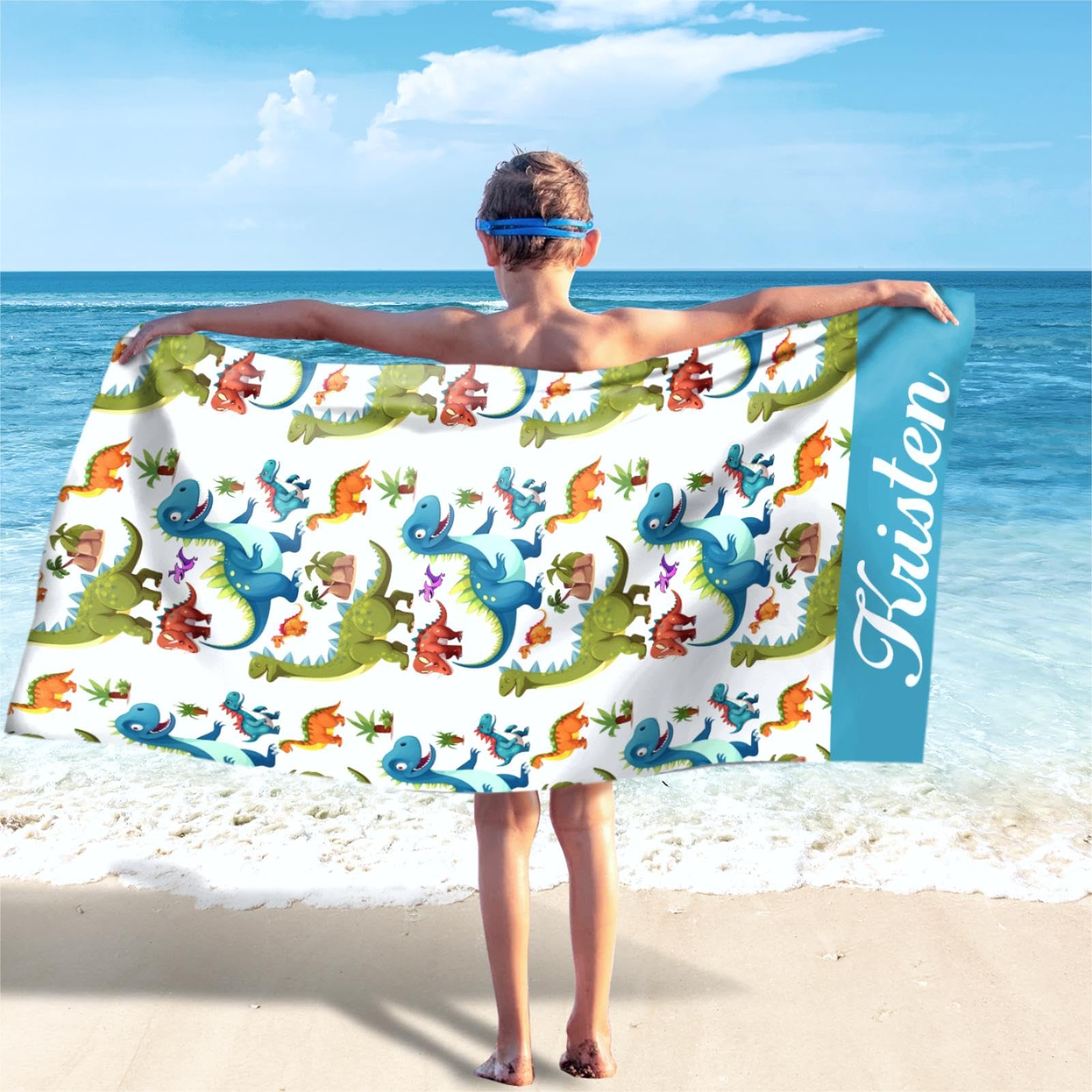 Custom Name Beach Towel - Personalized Microfiber, 30x60 Inches, Quick Dry & Sand Resistant