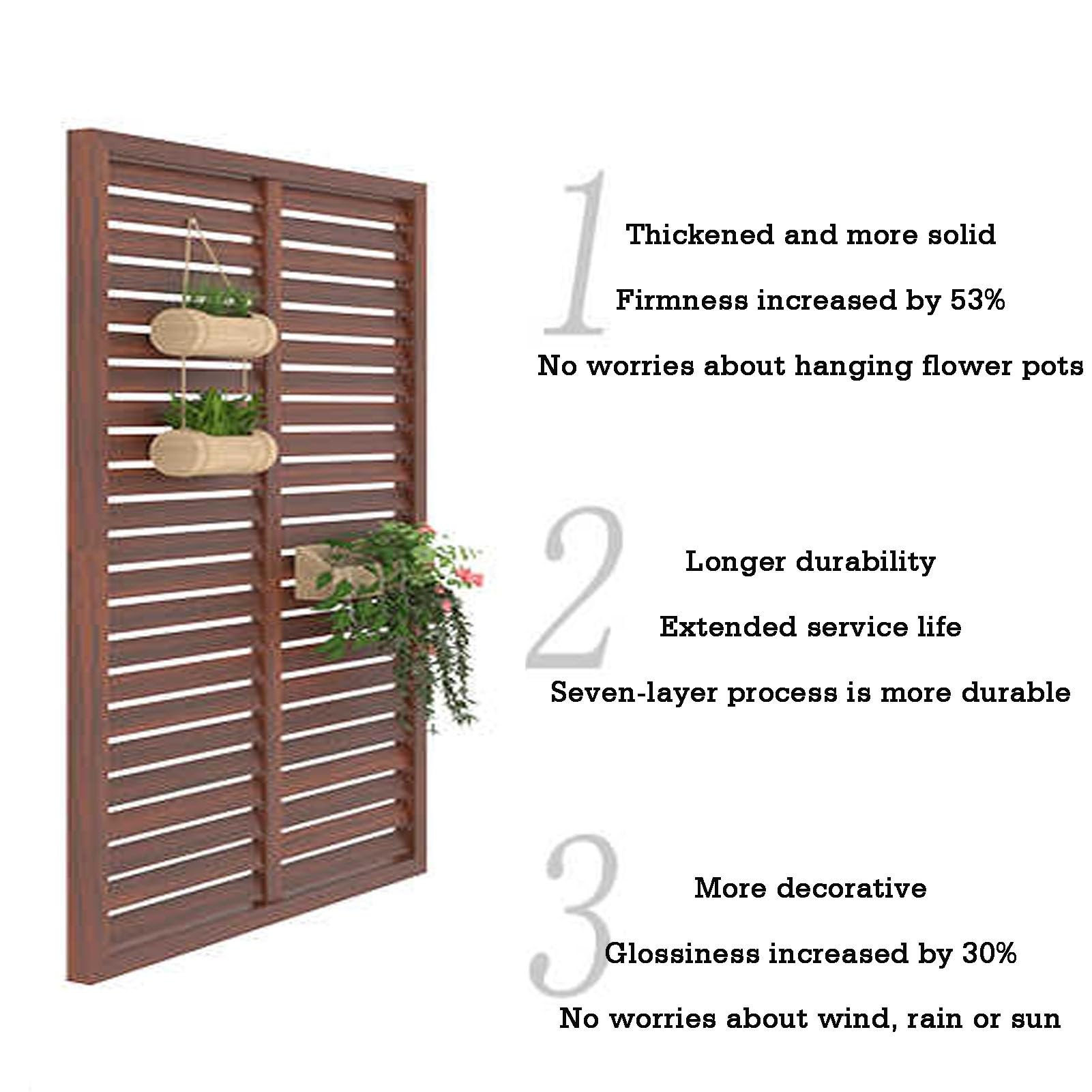 Divisorio da giardino in legno, divisorio decorativo temporaneo per esterni, staccionata esterna autoportante per cortile o patio (60 x 120 cm) – Elegante soluzione per la privacy