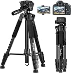 Tripod-60-0Camera Tripode,Aluminium professionnel Trépode de voyage léger pour appareil photo/DSLR/téléphone cellulaire/caméscope/jumelles/Microscope