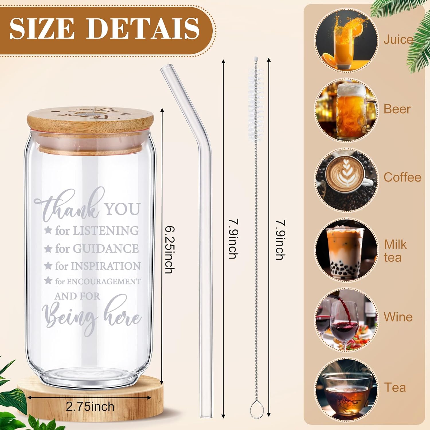 Tioncy 12 Pcs Employee Appreciation Gifts Bulk Christmas Appreciation Cups for Coworker Christian Religious Gifts 16oz Thank You Cups for Staff Teacher Nurses Team with Bamboo Lids Straws