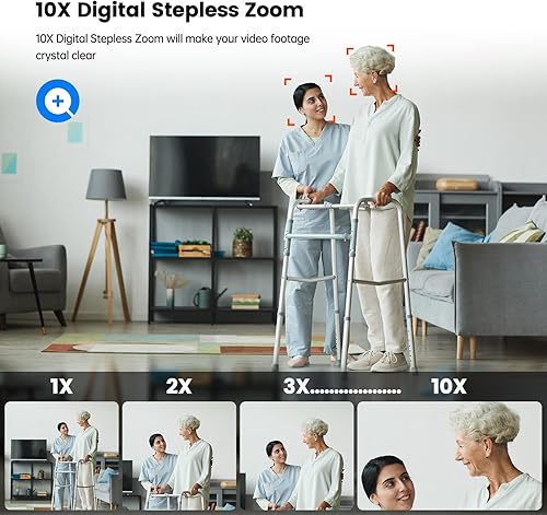 Miniatura 6 de Cámara de luz Bu lb 24 GHz WiFi doble lente luz Bu lb cámara de seguridad zoom híbrido 10X 2MP alarma de detección de movimiento bidireccional