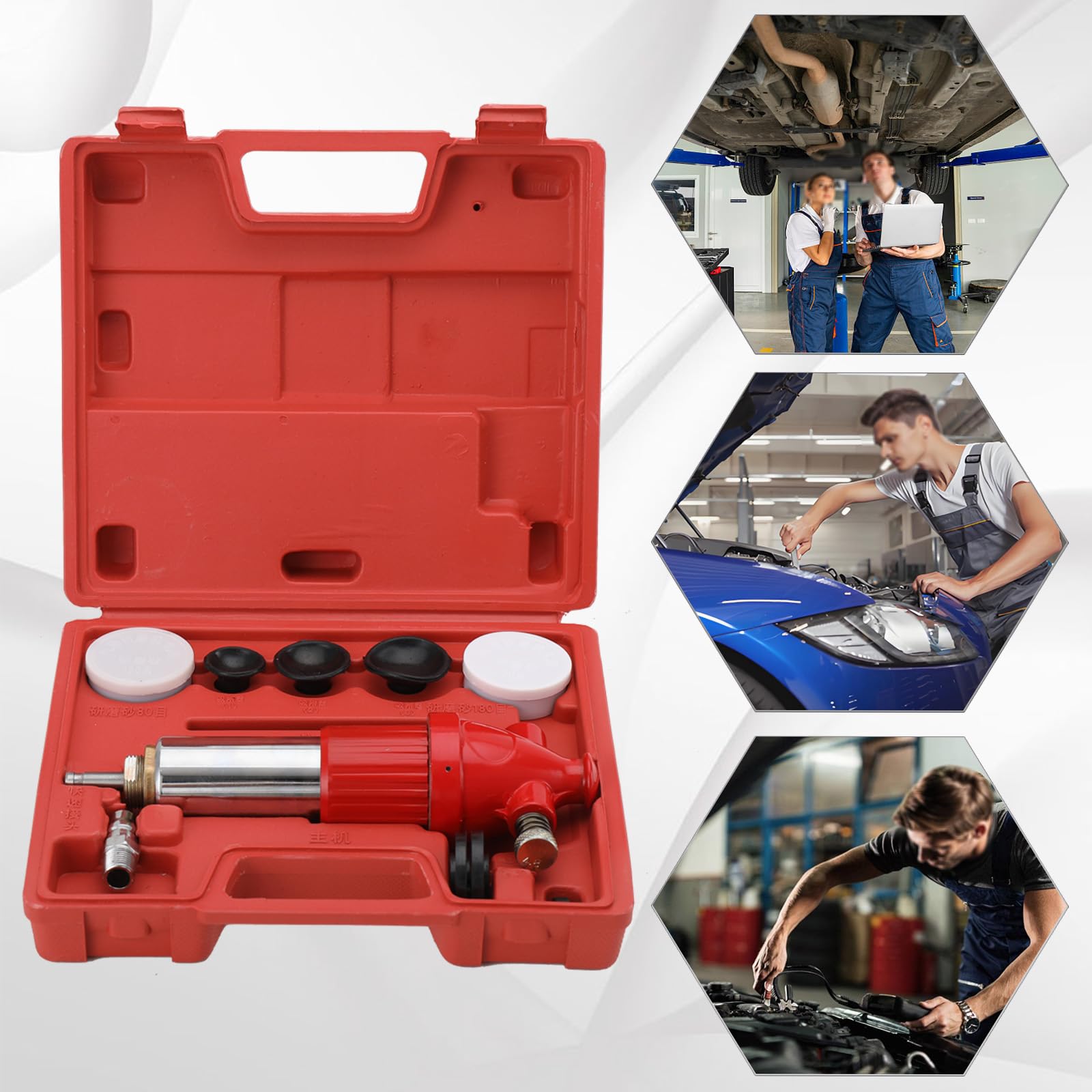 Herramienta de reparación de válvula de motor automotriz, máquina de rectificado de válvula neumática de motor de asiento de neumático, kit de herramientas de lapeado de asiento