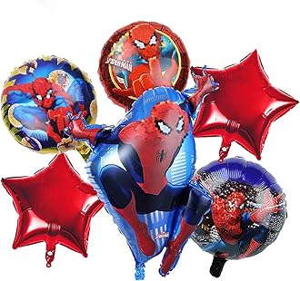 6 Pcs Spider Foil Balloons, Birthday Party Decorations Supplies