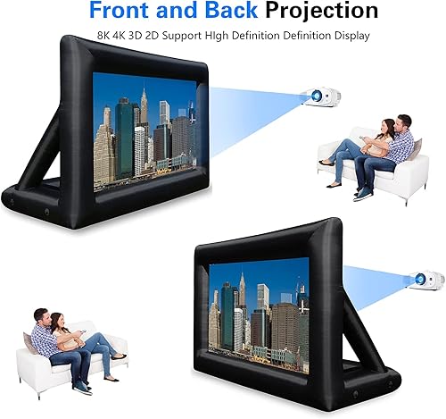 Miniatura 7 de Pantalla inflable de proyector de teatro para exteriores e interiores de 20 pies, incluye soplador de aire, amarres y bolsa de almacenamiento