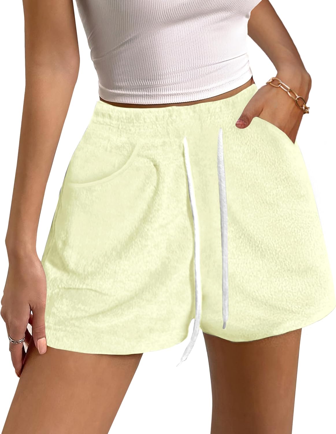 Bsubseach Womens Sweat Shorts with Pockets Summer Terry Drawstring Casual Lounge Shorts for Women