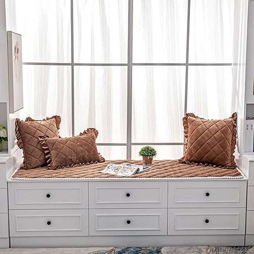Miniatura 9 de JeogYong Tapete para ventana de bahía, antideslizante, de terciopelo cristalino, moderno cojín de asiento para ventana, cojín de banco de interior