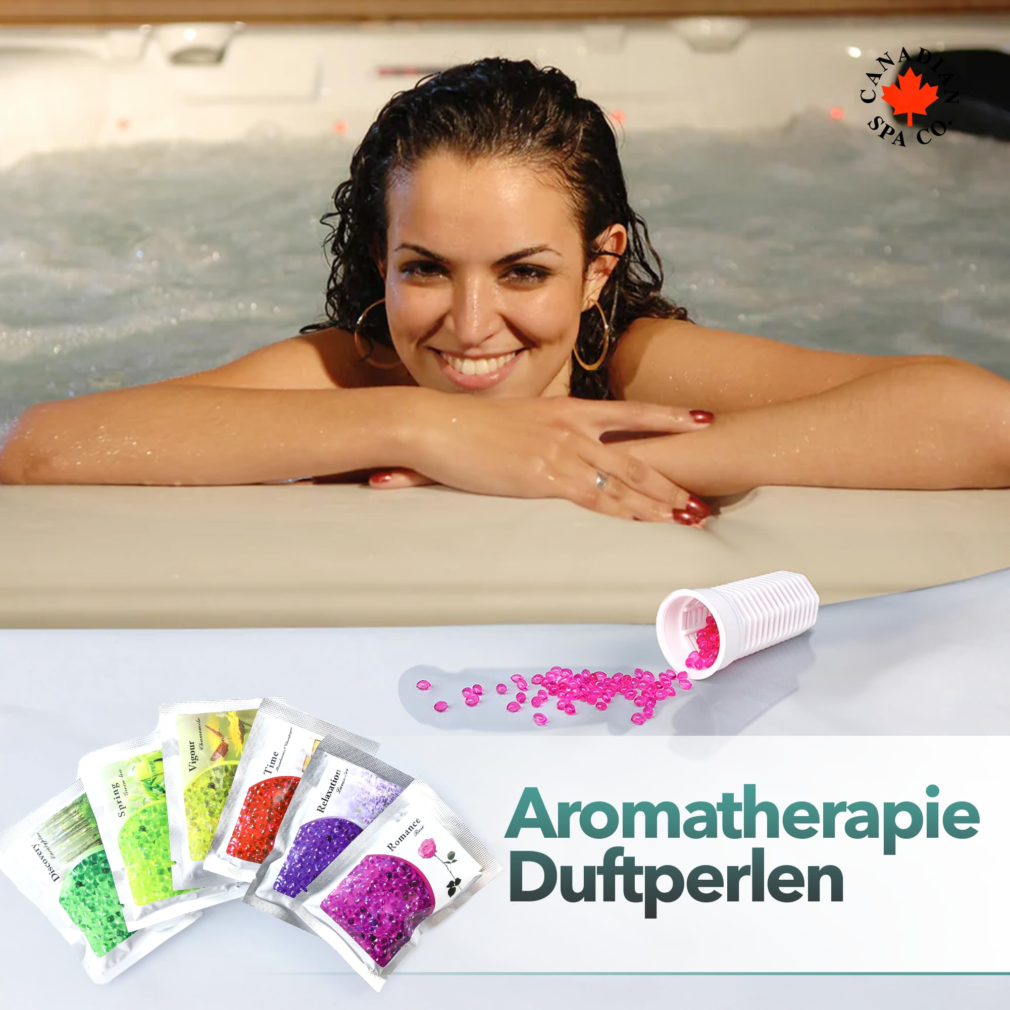 CANADIAN SPA CO. Aromatherapie Pool Duft, 6er-Set mit Eukalyptus, Rose, Grüner Tee, Lavendel, Kamille, Erdbeere-Champagner Düfte für Pools mit Aromatherapiefunktion
