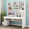Computer Desk with Bookshelf for Small Space, Wood Writing TableWorkstation Teens Student Study Table Home Office Desk Computer Desk with Hutch39 Inch, White