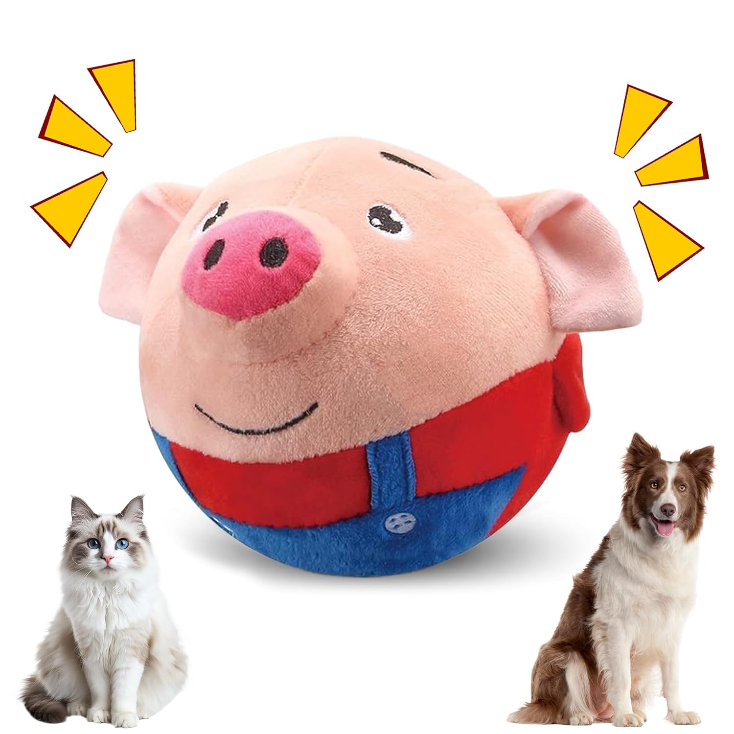 Interactive Dog Toys 2025 New Active Moving Pet Plush Toy Squeaky Moving Ball Puppy Toys Rechargeable Cartoon Plush