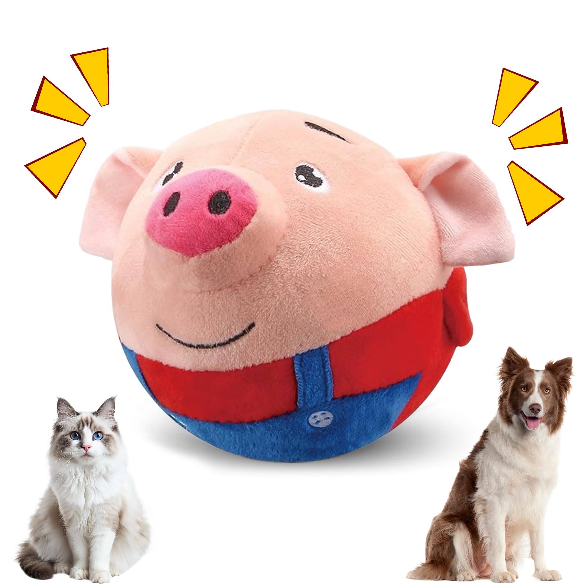 Interactive Dog Toys 2025 New Active Moving Pet Plush Toy Squeaky Moving Ball Puppy Toys Rechargeable Cartoon Plush