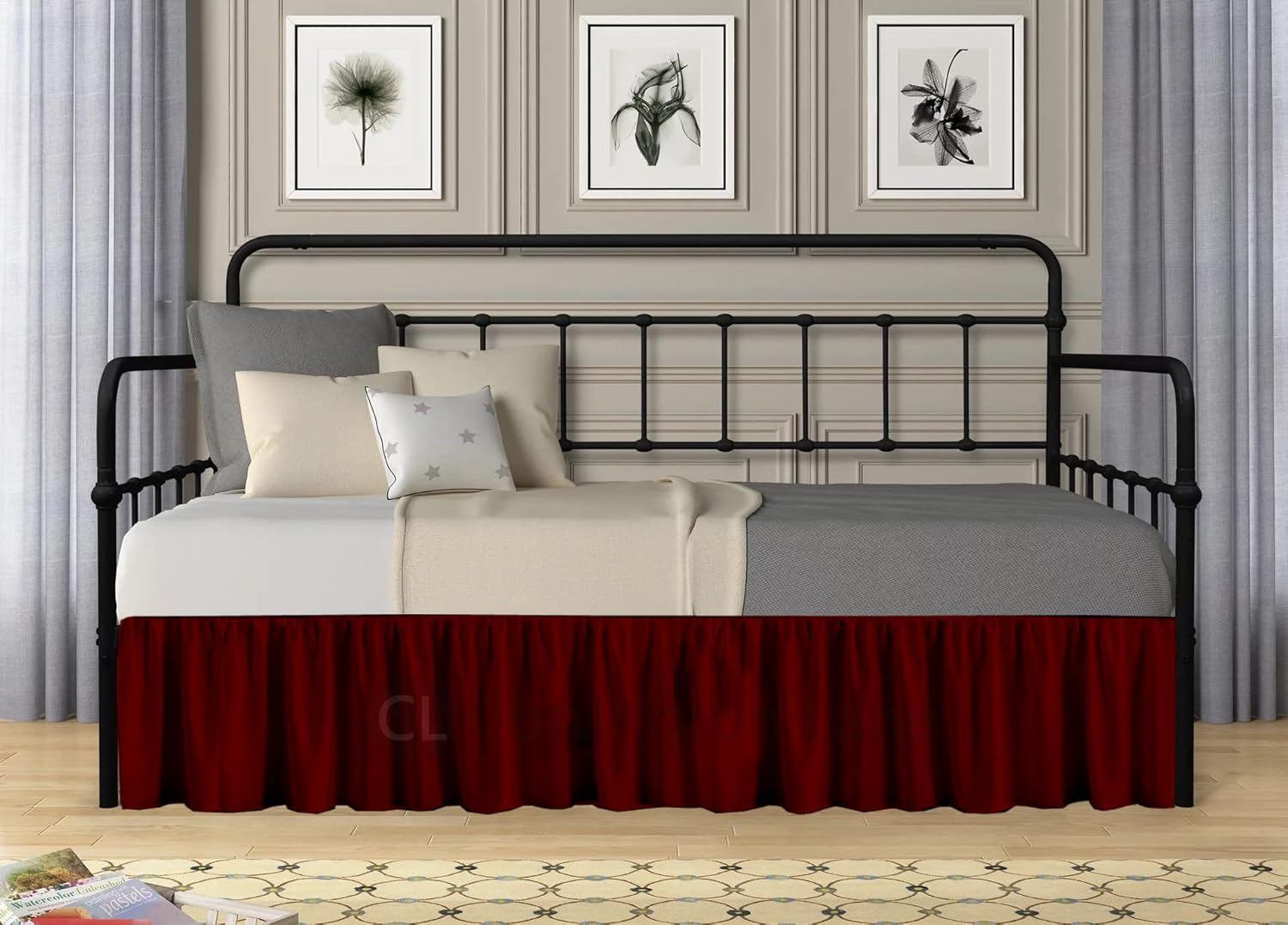 Daybed Skirt with Split Corners Twin Daybed Dust Ruffle Split Corners 14 inch Drop