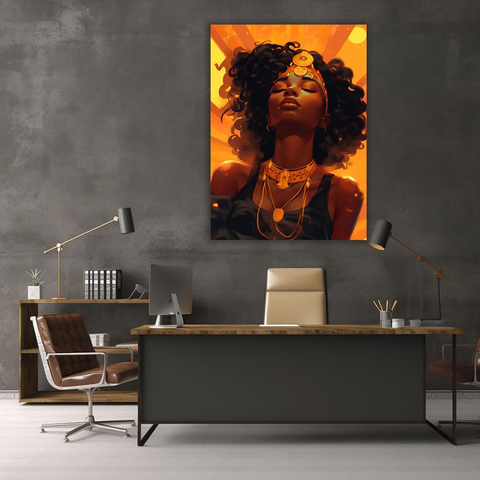 Amazon.co.jp: veces アートパネル, アフリカの黒人女性 油絵 絵画