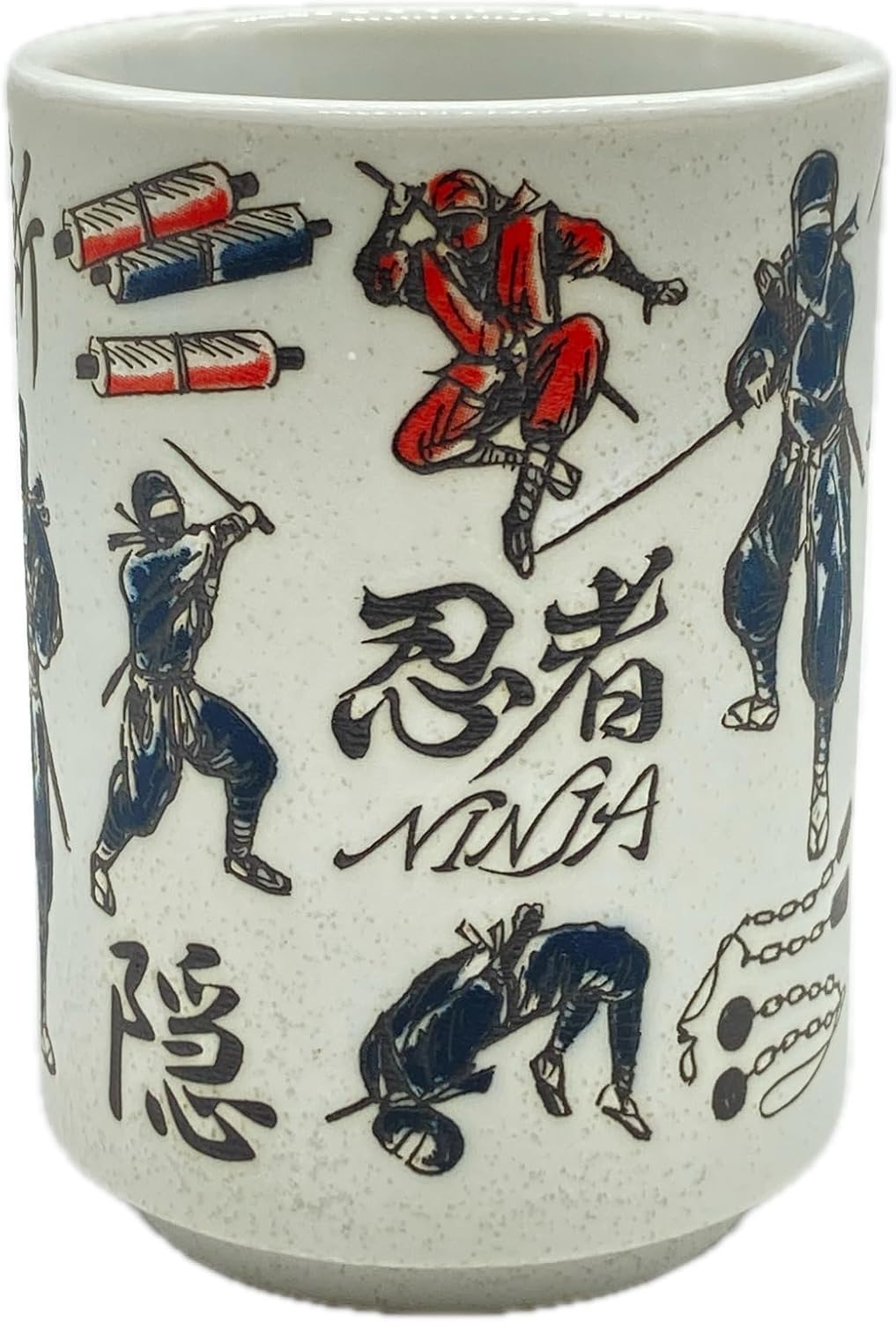 野口熊太郎茶園 Japanese Tea Cup, Sushi Yunomi, 9.1Fl oz, Mino Ware, Ceramic, Printed NINJA