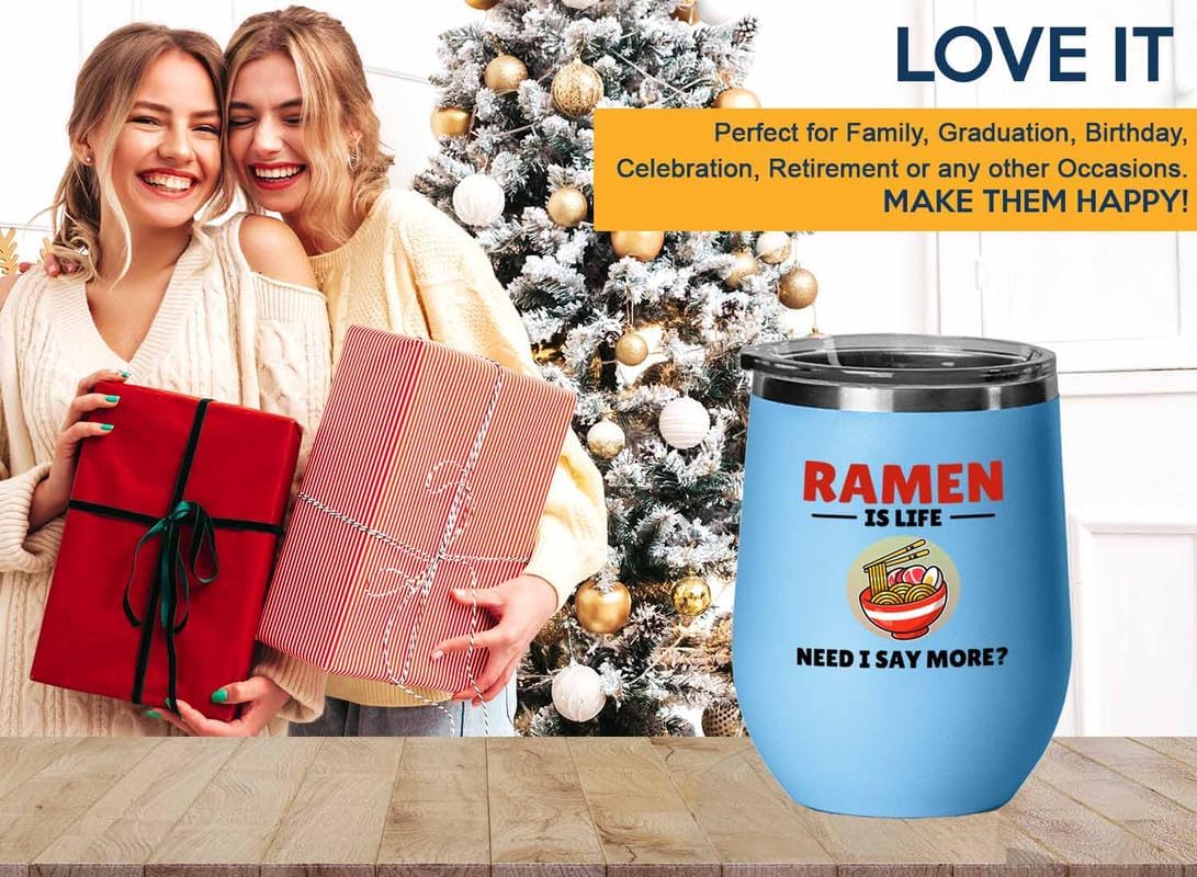Ramen Lover Blue Edition Wine Tumbler 12oz - is life need - Food Lovers chicken pumpkin vegan pantry spicy noodles image 5