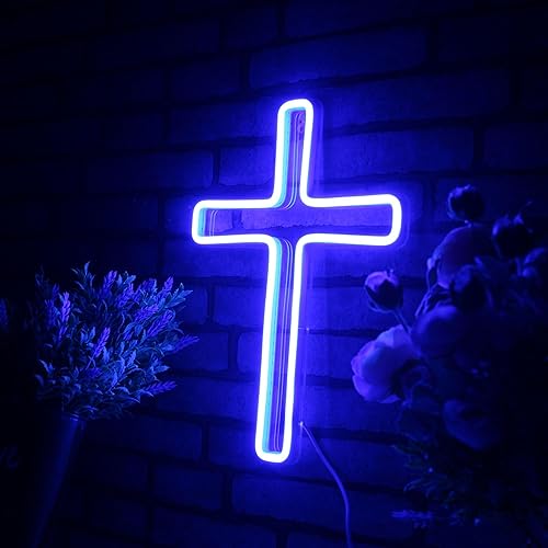 Vista 11 de ADVPRO Cruz Jesús Decoración Para El Hogar Flex Silicona LED Neon Sign - Azul - st16s33-fnu0059-b