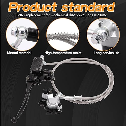 Miniatura 9 de Kit de frenos de bicicleta mini mejorado, montaje de freno hidráulico del manillar izquierdo de 78 pulgadas para Predator 79cc 97cc 2.8hp Baja