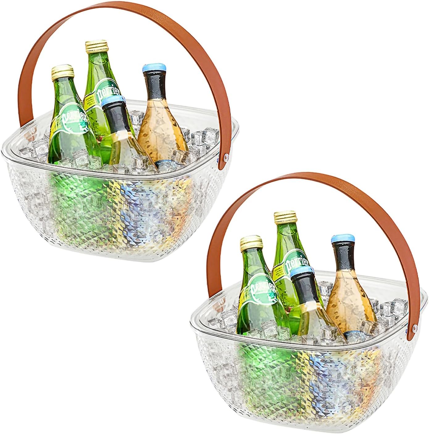 MineSign 2Pack Clear Fruit Basket with Handle for Outdoor Camping Veggie Cake Salad Food Storage Container for Refrigertor Ice Cube Bucket for Freezer with Lid for Baverage Whiskey Wine Beer Cooler MineSign 2Pack Clear Fruit Basket with Handle for Outdoor Camping Veggie Cake Salad Food Storage Container for Refrigertor Ice Cube Bucket for Freezer with Lid for Baverage Whiskey Wine Beer Cooler