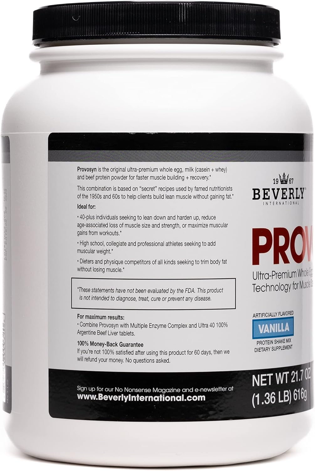 PROVOSYN. The Original Ultra-Premium Whole Egg, Milk (Casein + Whey) and Beef Protein Powder. Fast Muscle Building + Recovery. Perfect for Hard Gainers. Vanilla Flavor, 616 g The Mature Users Protein.