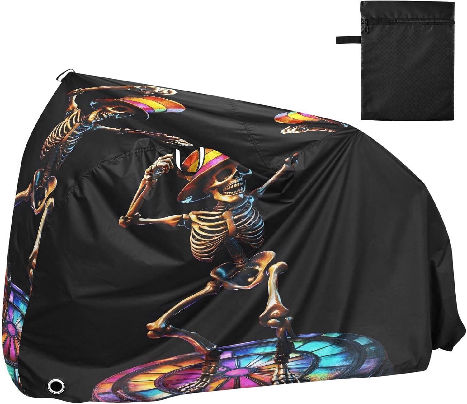 ALAZA Dancing Skeleton Pop Bike Cover Waterproof Outdoor Ebike Bicycle Covers Tarp Protection for 1/2 Bikes, Sun UV Dust Wind Proof