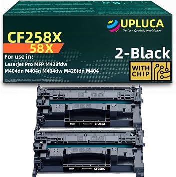 58X Toner Cartridge with Chip Black Compatible Replacement for HP 58X CF258X for HP Laserjet Pro MFP M428fdw M404dn M404n M404dw M428fdn M404 Printer Toner 2 Pack Black