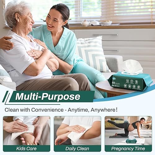 Miniatura 7 de Toallitas para adultos mayores de 8 x 12 pulgadas, extra grandes, para incontinencia y limpieza, toallitas desechables para baño de ancianos, sin