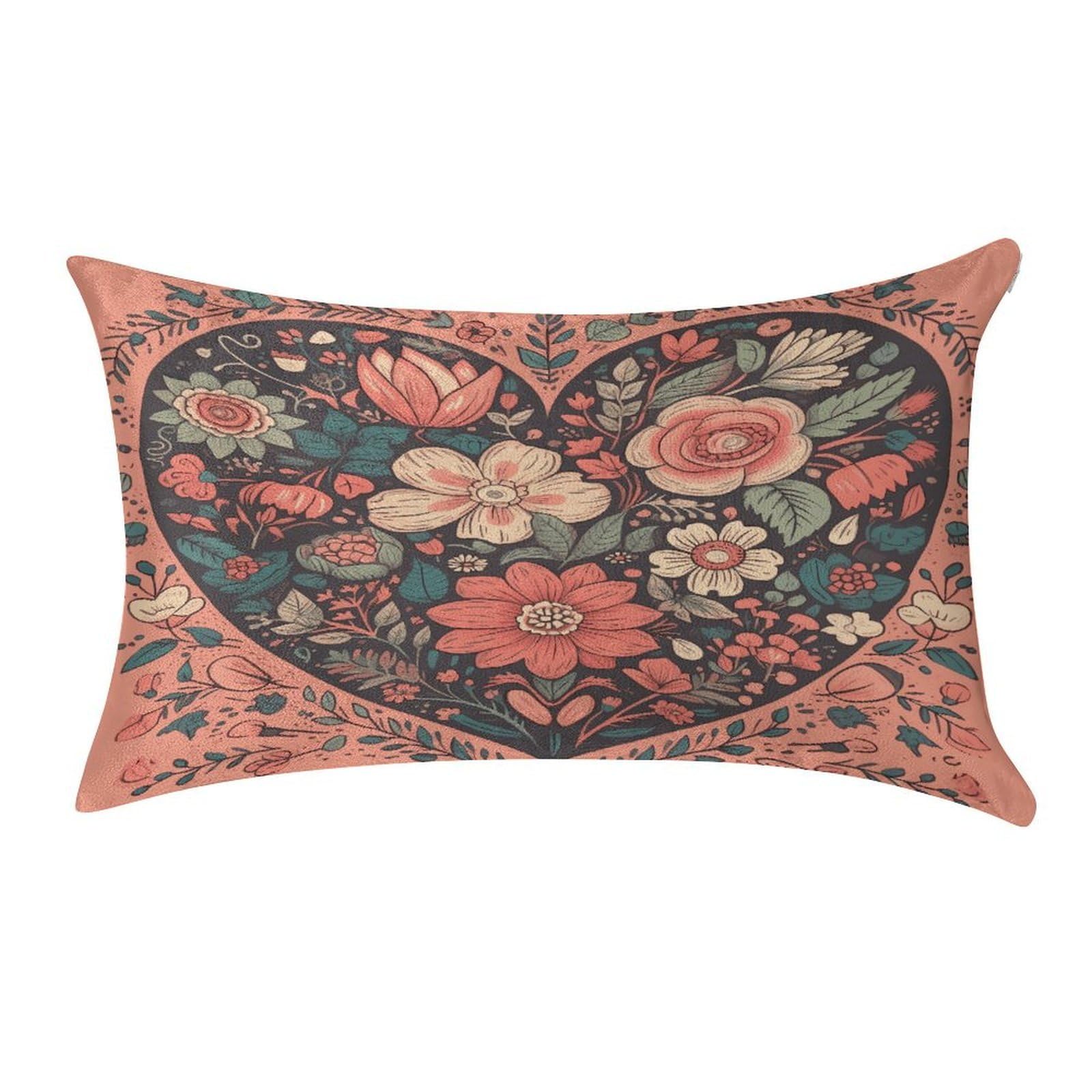 Btcowzrv Style Heart With Flowers Pillow Cover Pillow Case Pillowcase
