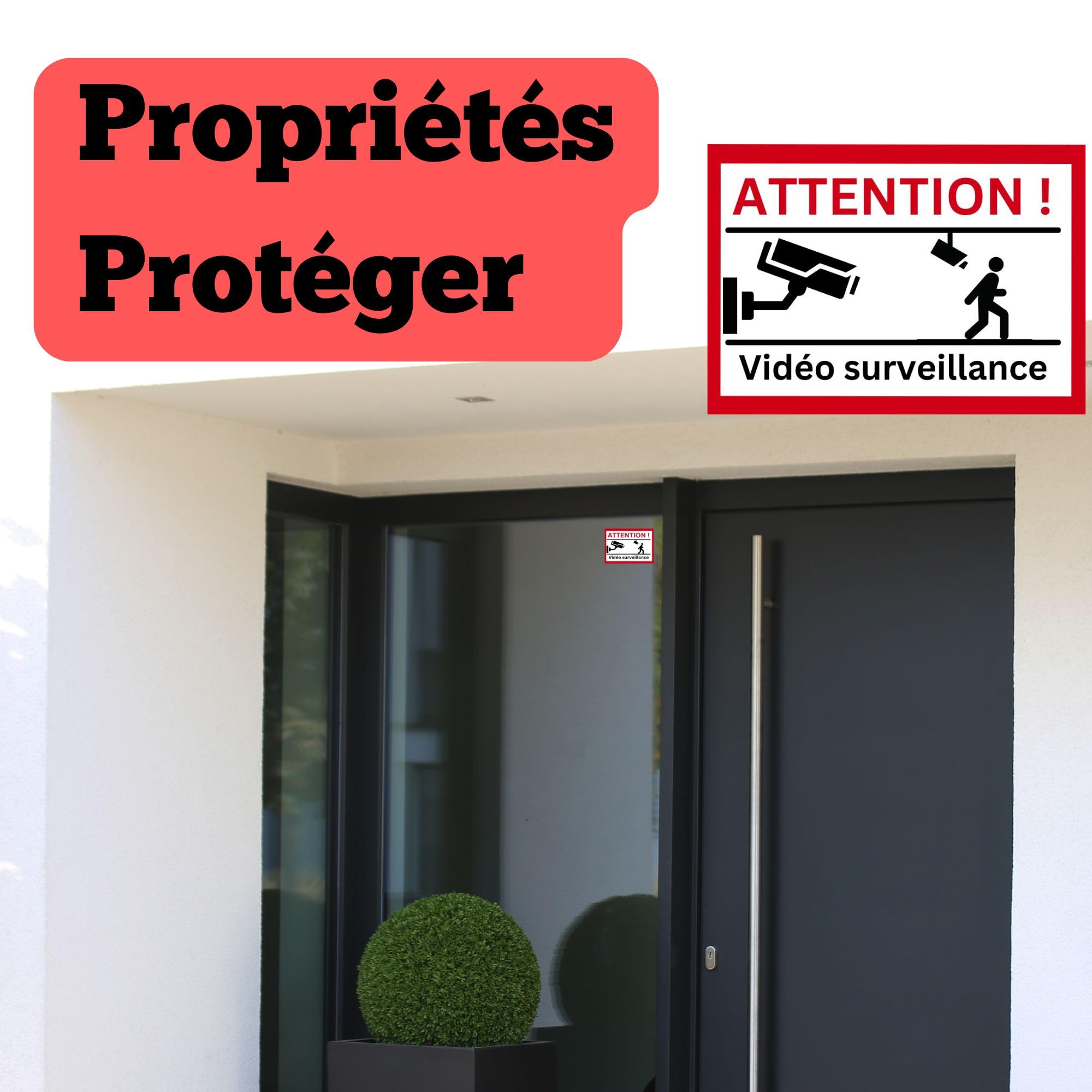 10 piezas Autocollants de Vidéosurveillance – Protection Efficace Contre les Cambriolages avec Couleurs de Signal – Resistants aux Intempéries et aux UV Faciles à Appliquer aprox. 80 x 50 mm