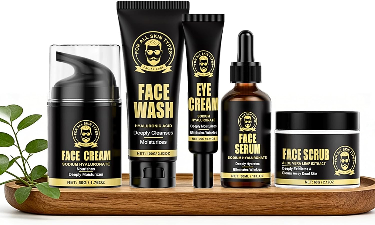 Anti-Aging Skincare Gift Sets for Men, Mens Skin Care Sets & Kits, Mens Moisturiser Face Care Kit, Serum, Face Wash, Scrub, Eye Cream, Combat Fine Lines & Revitalize Skin, Gift for Dad