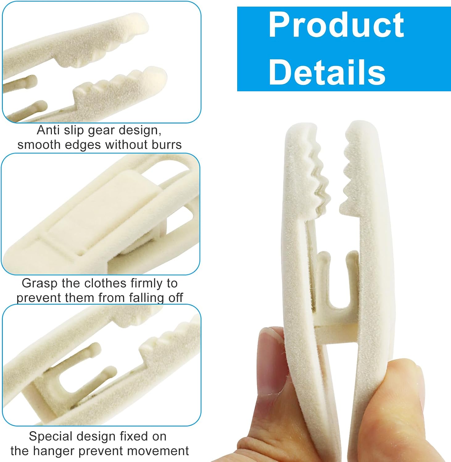 Velvet Hanger Clips, 40 PCS, Beige