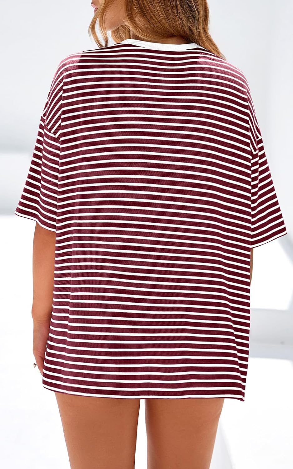 PRETTYGARDEN Womens Oversized Cute Tops Casual Striped Short Sleeve Shirt Women Trendy 2026 Spring Fashion Basic Tees Blouse - Image 6