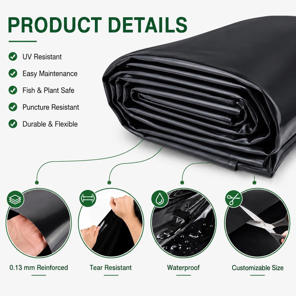 Revestimiento Resistente para estanques, Lona Estanque de HDPE de 0,2 mm