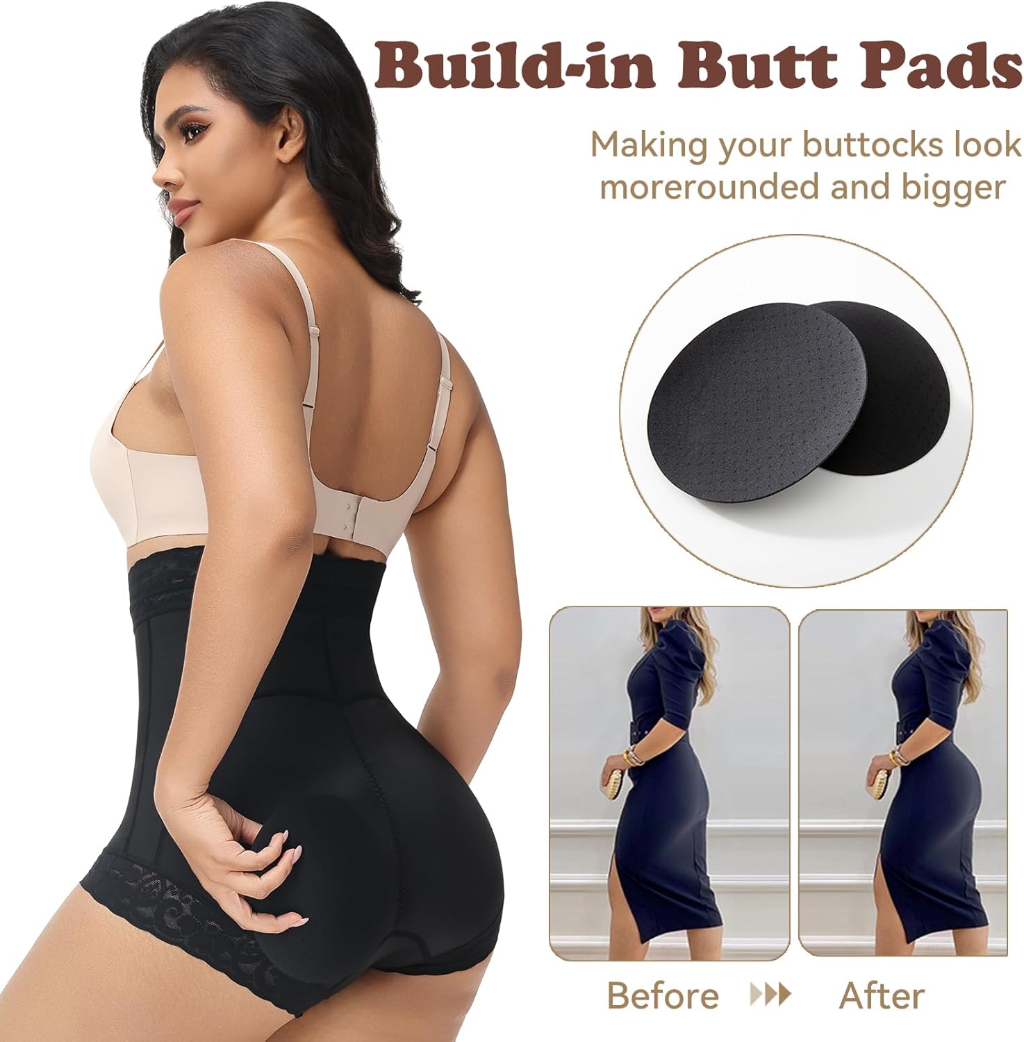 Pehhim High waist butt lifter panties with pads Lace Tummy Control Shapewear Fajas Colombianas Moldeadoras underwear - Image 4