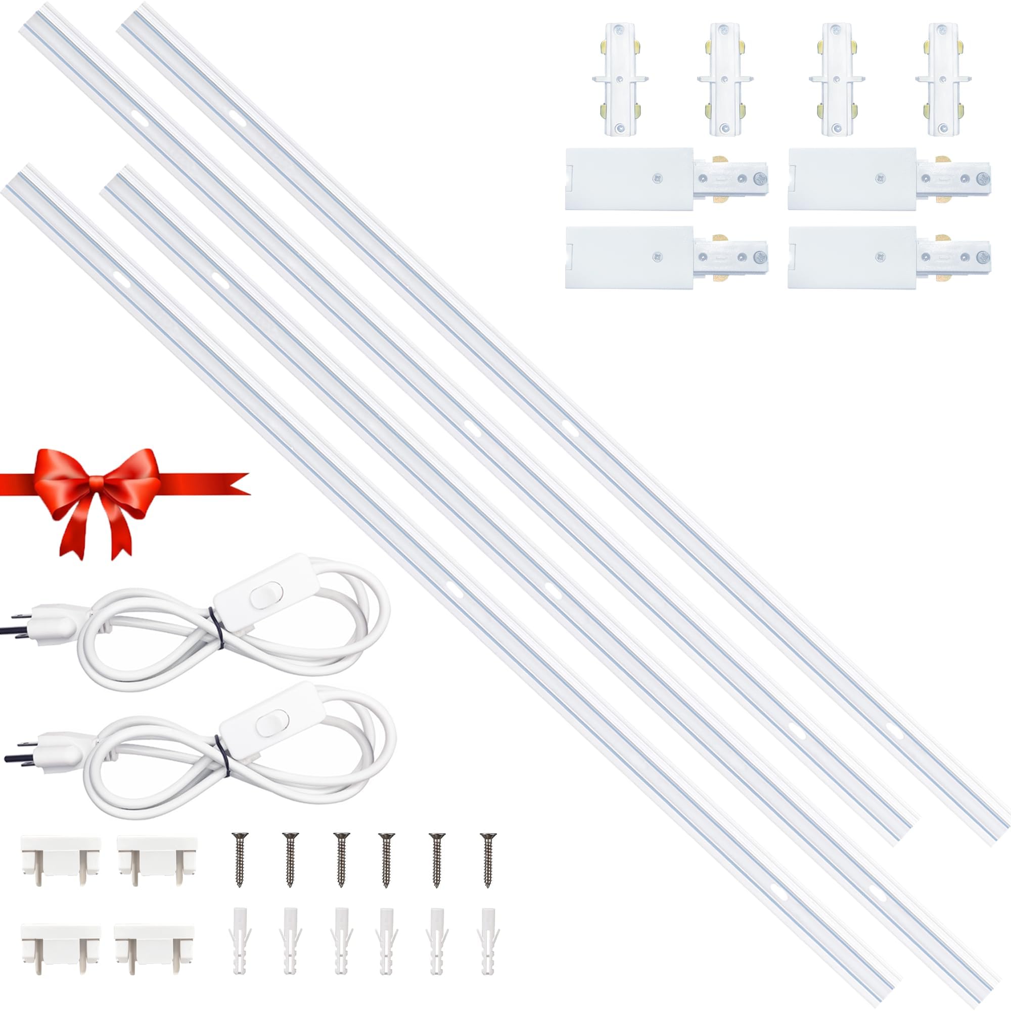 White H-Type Track Lighting Rail Kit, 3-Wire Extension 9.8 ft (4.92 X4)