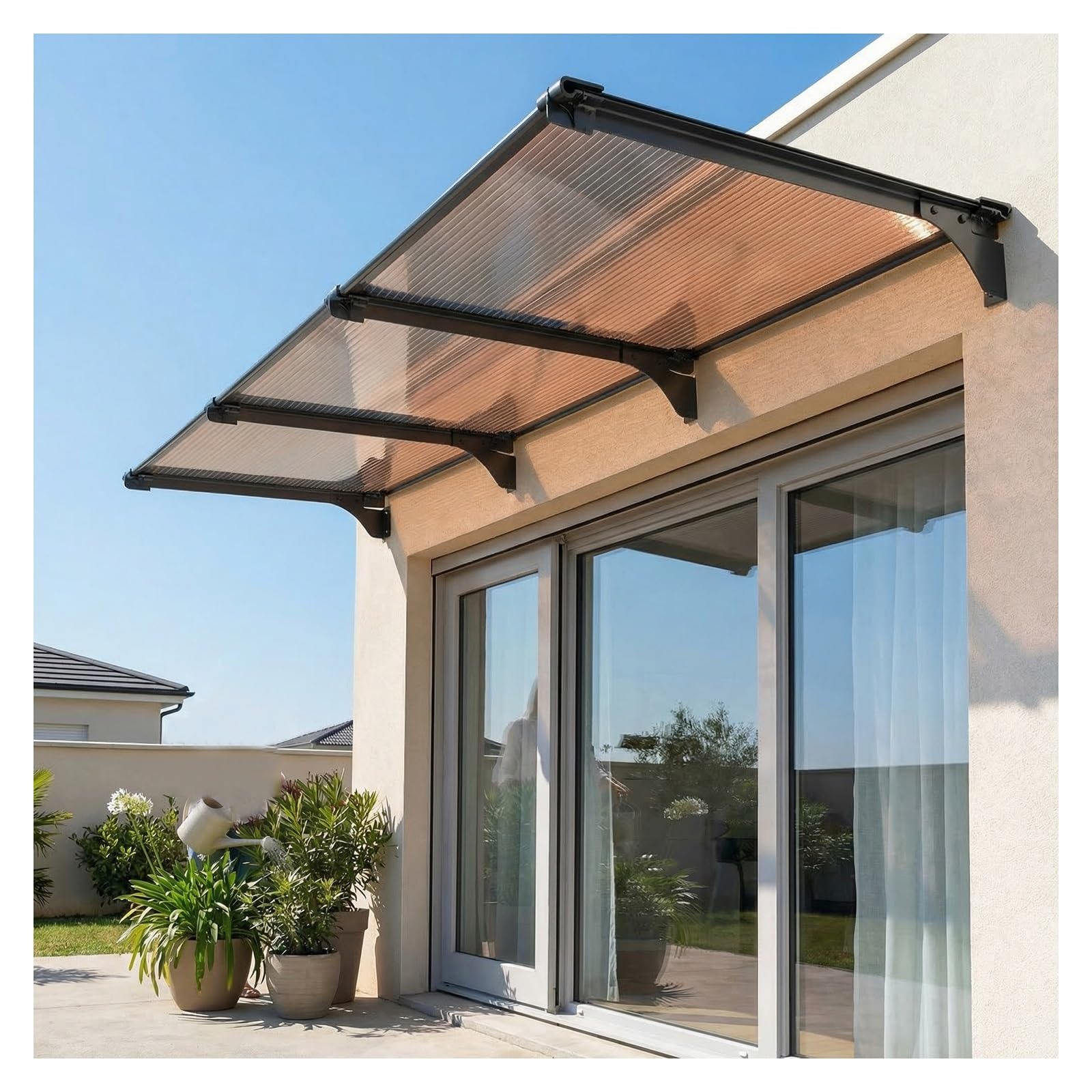 Auvent de fenêtre pour porte d'entrée et surplomb en polycarbonate durable