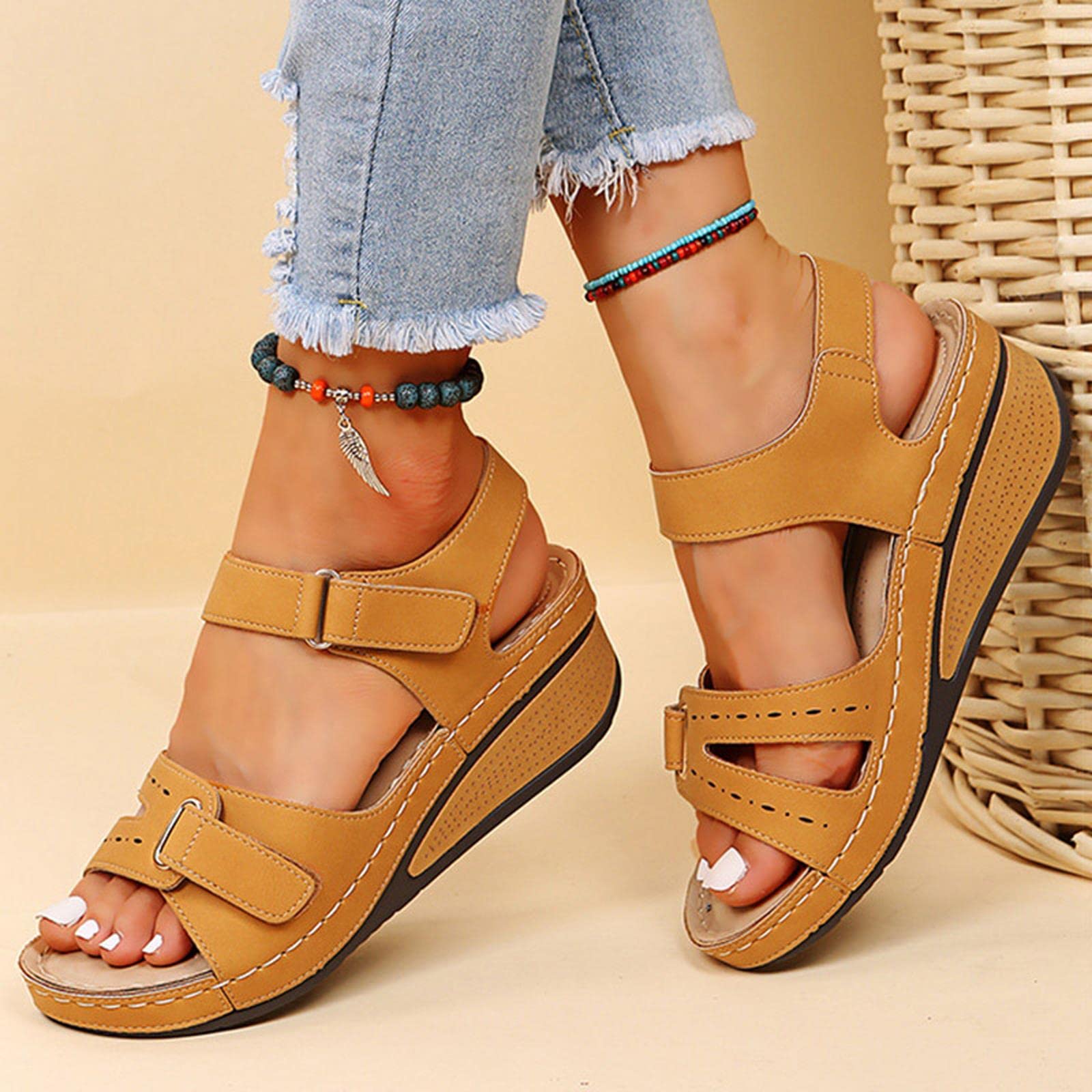 Sandalias de Verano para Mujer con Tacón de Cuña, Plataforma Elegante y Parte Inferior Suave