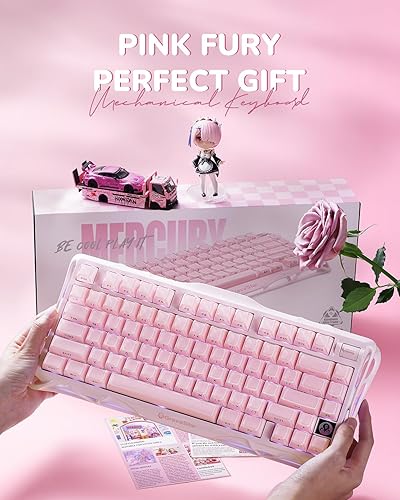 Miniatura 8 de GravaStar Mercury K1 75% Rosa Teclado Inalámbrico, Diseño de Exoesqueleto de Aleación de Aluminio, Teclado Mecánico para Juegos con Enchufe