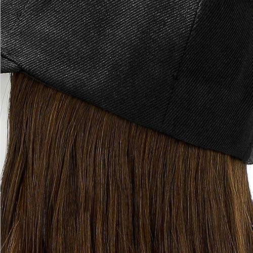 Miniatura 6 de YEKEYI Gorra de béisbol peluca sintética sombreros con pelo unido con largo ondulado sombrero de pelo para mujeres uso diario fiesta