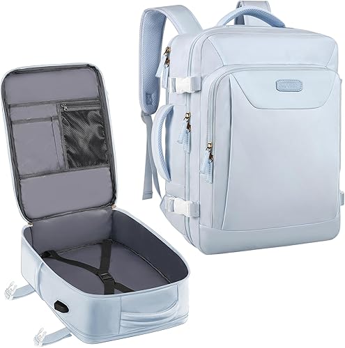 Mochila de transporte, mochila grande para portátil de viaje aprobada por la TSA con puerto de carga USB, Verde oscuro, Mochilas de viaje