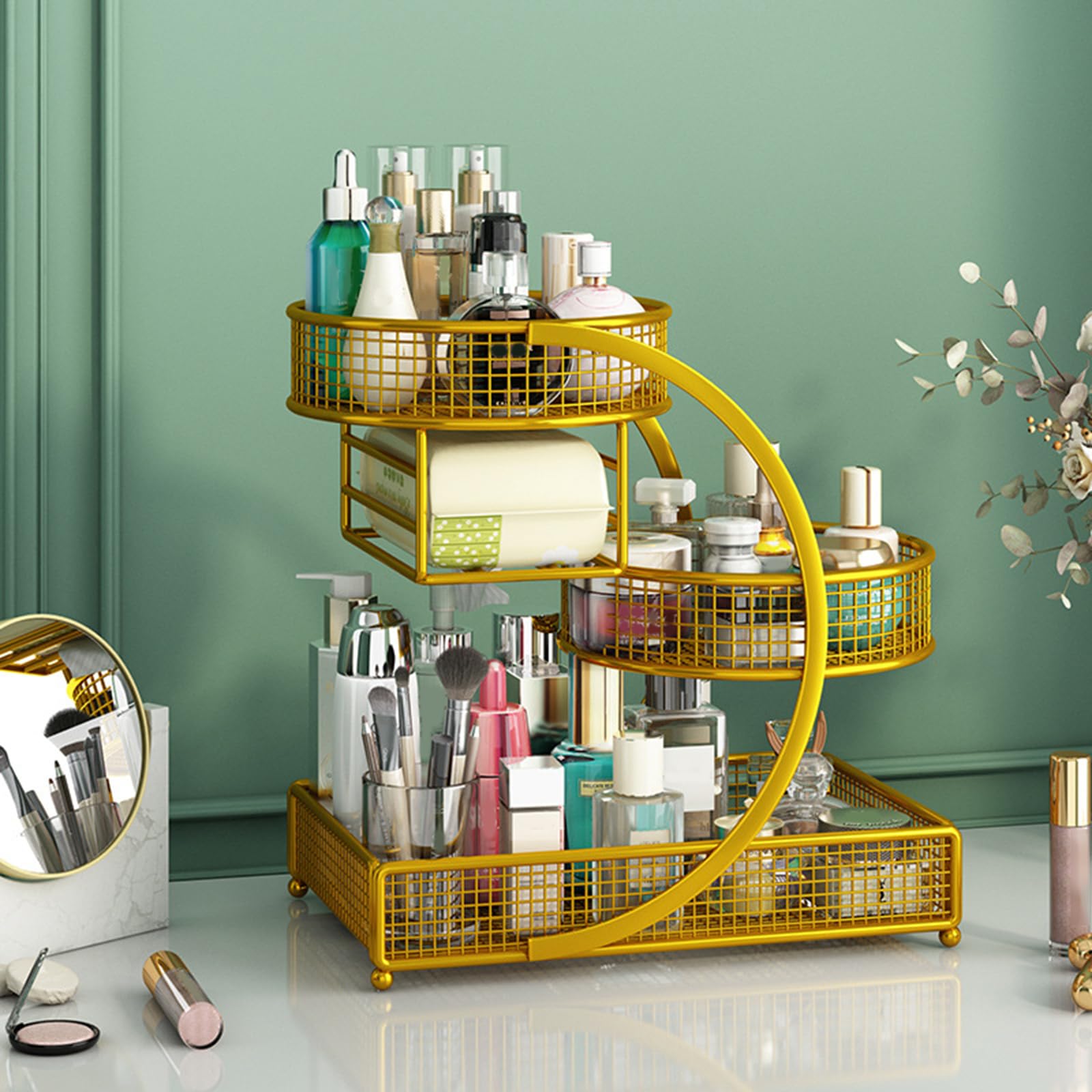 Stabiles Metall Kosmetikregal ohne Installation erforderlich, tragbare Organizer für Lippenstifte, Hautpflege, Badezimmerzubehör, Lippenstifte Ausstellungsständer