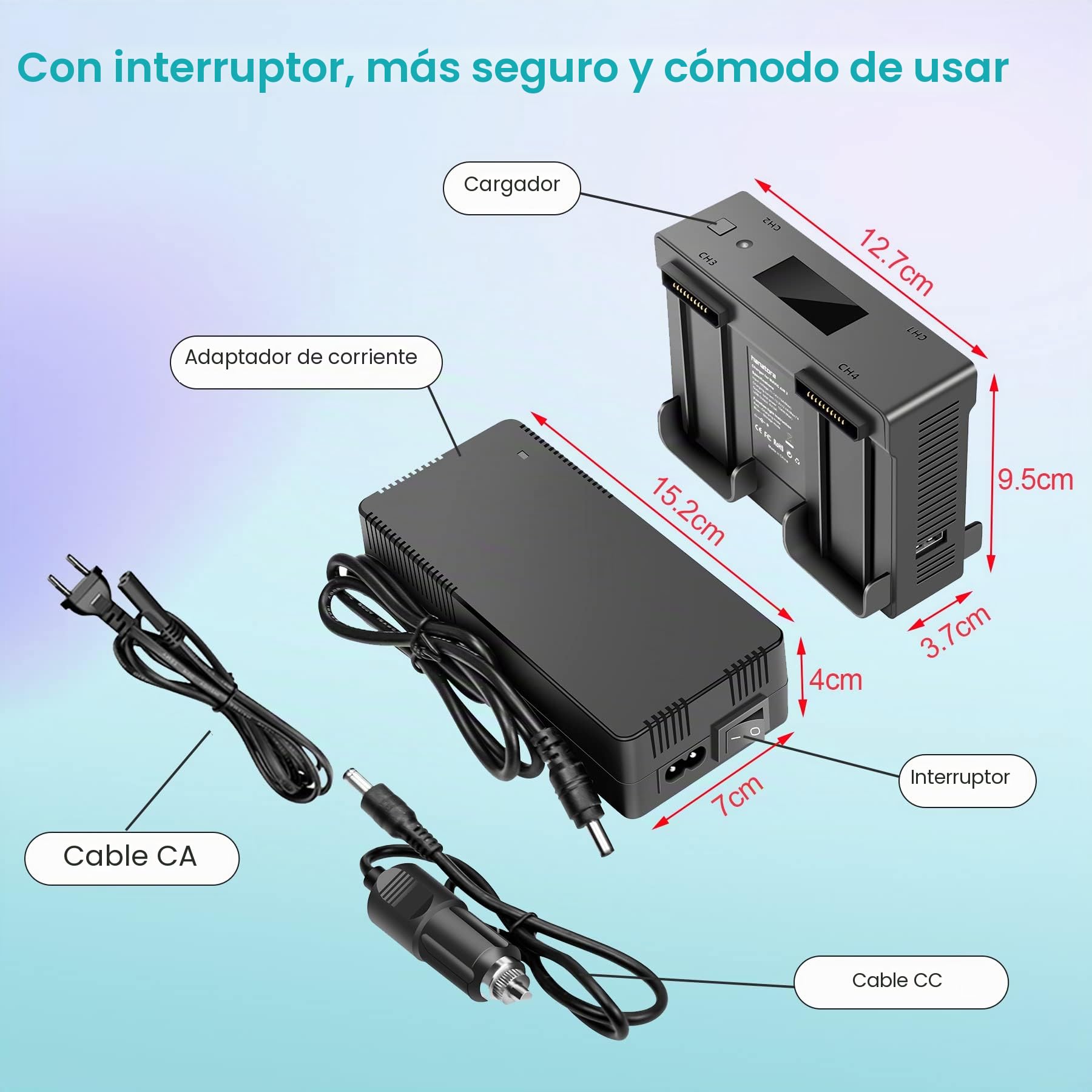 Cargador de Pared y Cargador de Coche 5 en 1 para DJI Air 2S, Mavic Air 2 Drone, Carga 4 Baterías, Accesorio de Centro de Carga Paralelo Hub
