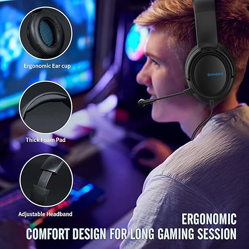 Miniatura 4 de BINNUNE - Auriculares para juegos para PS4 PS5 PC Xbox One Playstation 4 Xbox 1 auriculares para juegos con micrófono auriculares con micrófono