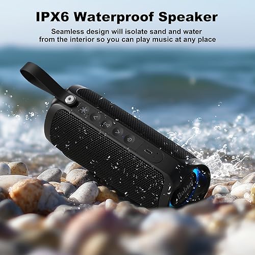 Miniatura 3 de Bobtot Altavoz Bluetooth portátil, altavoz impermeable IPX6 con graves intensos, sonido fuerte de 15 W, RGB, tiempo de reproducción de 15 horas,
