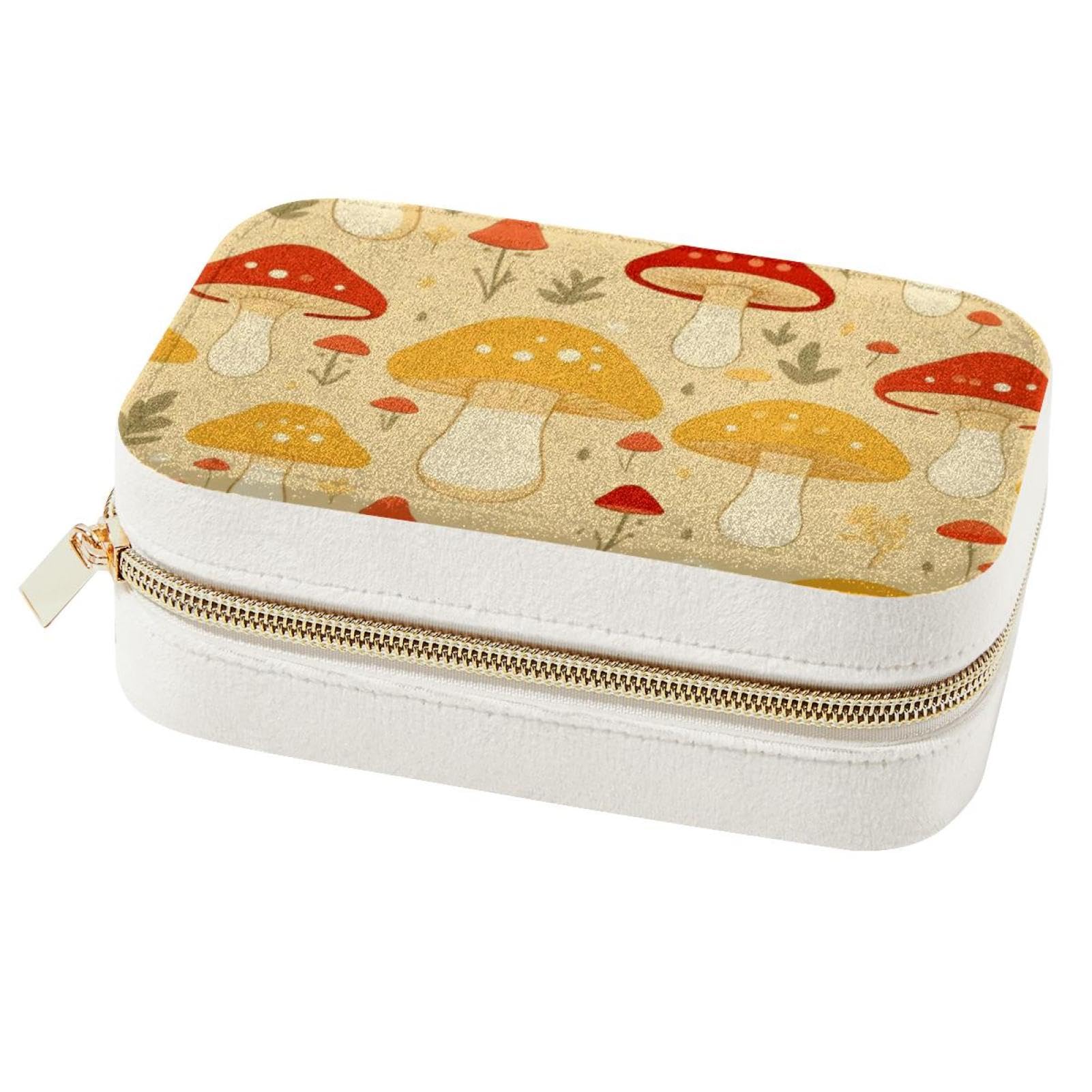 Organiseur de voyage pour bijoux et bagues, boîte portable jaune champignon