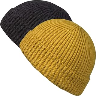 Knit Cuff Short Fisherman Beanie for Men Women Warm Hats