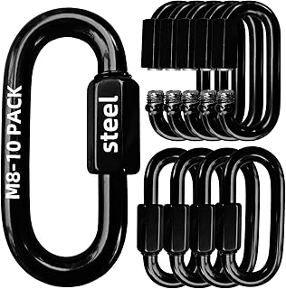 PANSNG 10 Pack 5/16 Screw Black Steel Quick Link Chain Connector Heavy Duty Oval Locking Chain Link Swing M8/8mm 1800lbs…