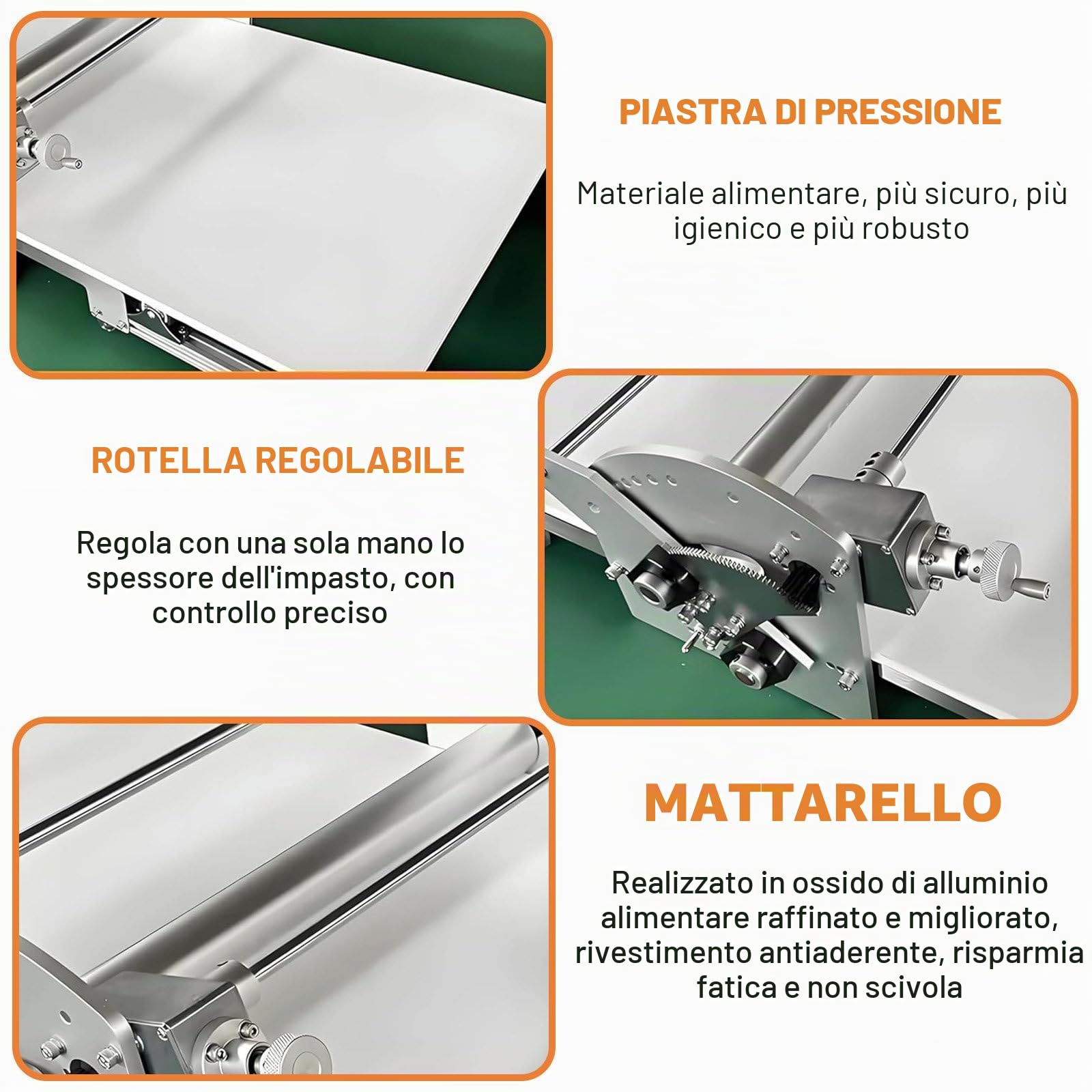 Macchina Sfogliatrice Elettrica Commerciale, Laminatrice, Spessore Regolabile 2~30 mm, Stendipasta Pieghevole in Acciaio Inox, per Panetteria, Croissant, Pizza e Casa